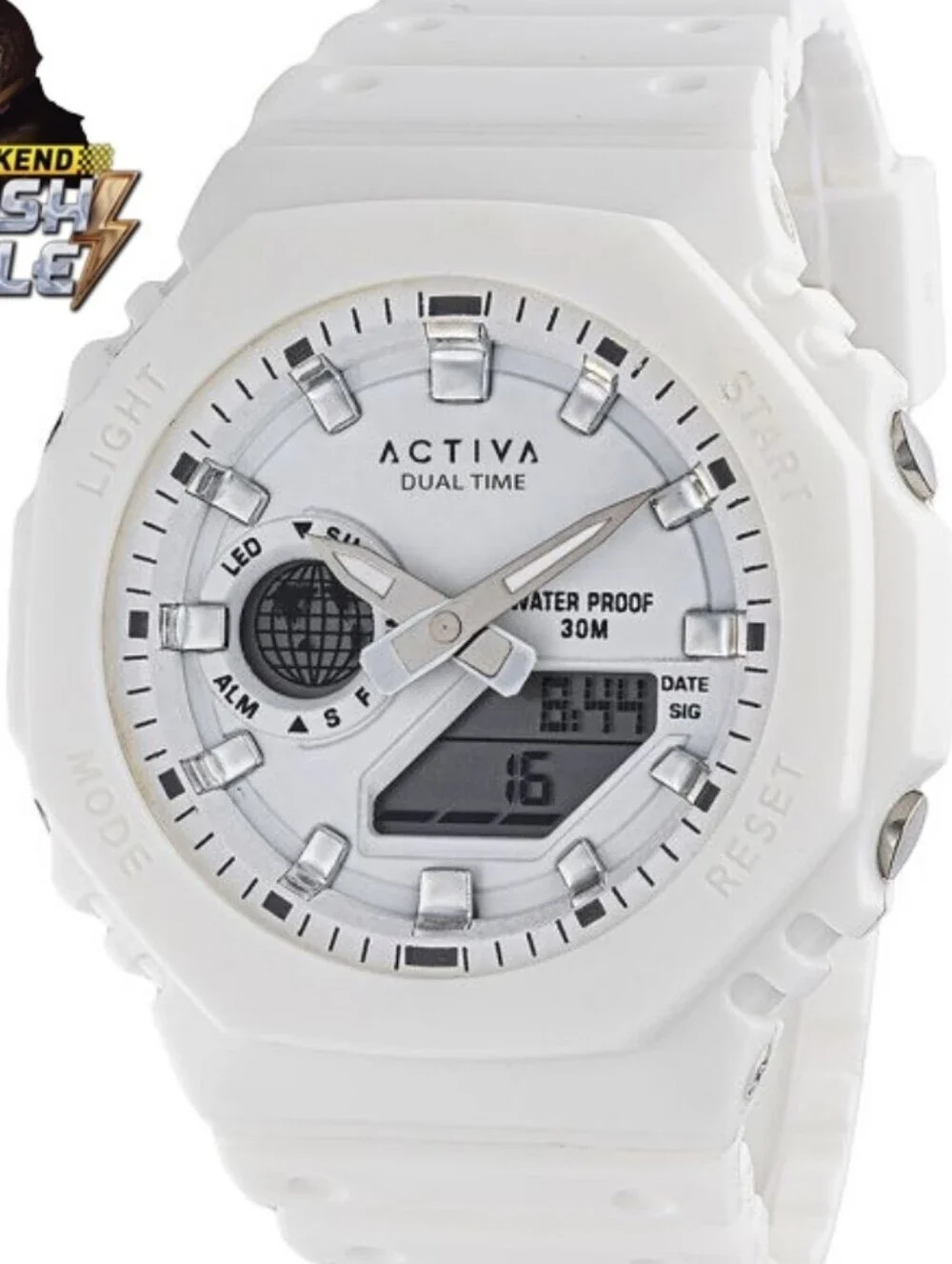 NWT Activa Sonar Invicta Mens Watch 45.5mm Digital White Chronograph ACW423-001